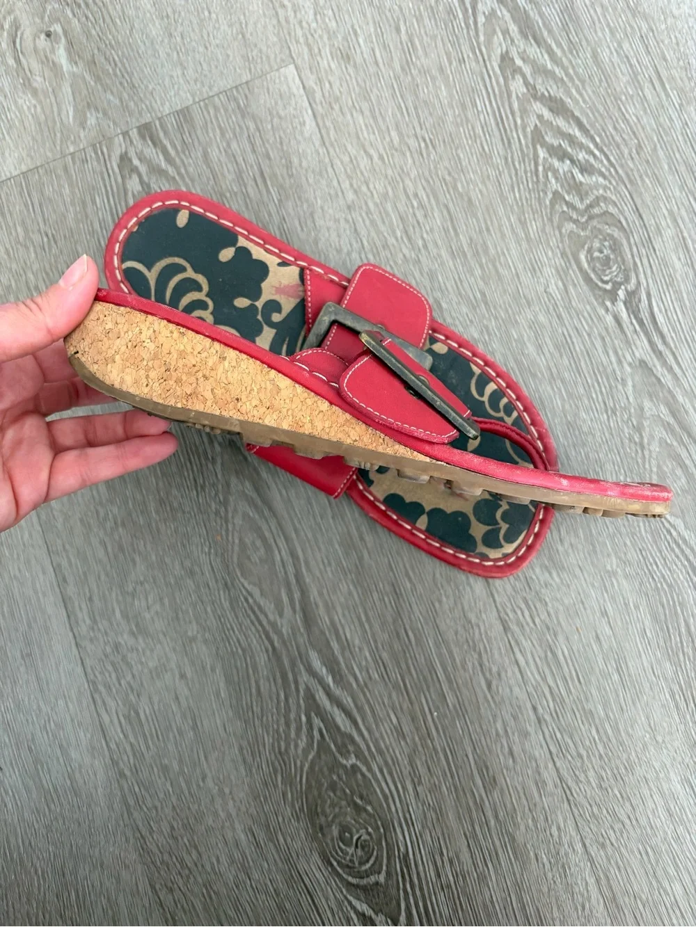 Fly London thong red leather sandals - Picture 2 of 6